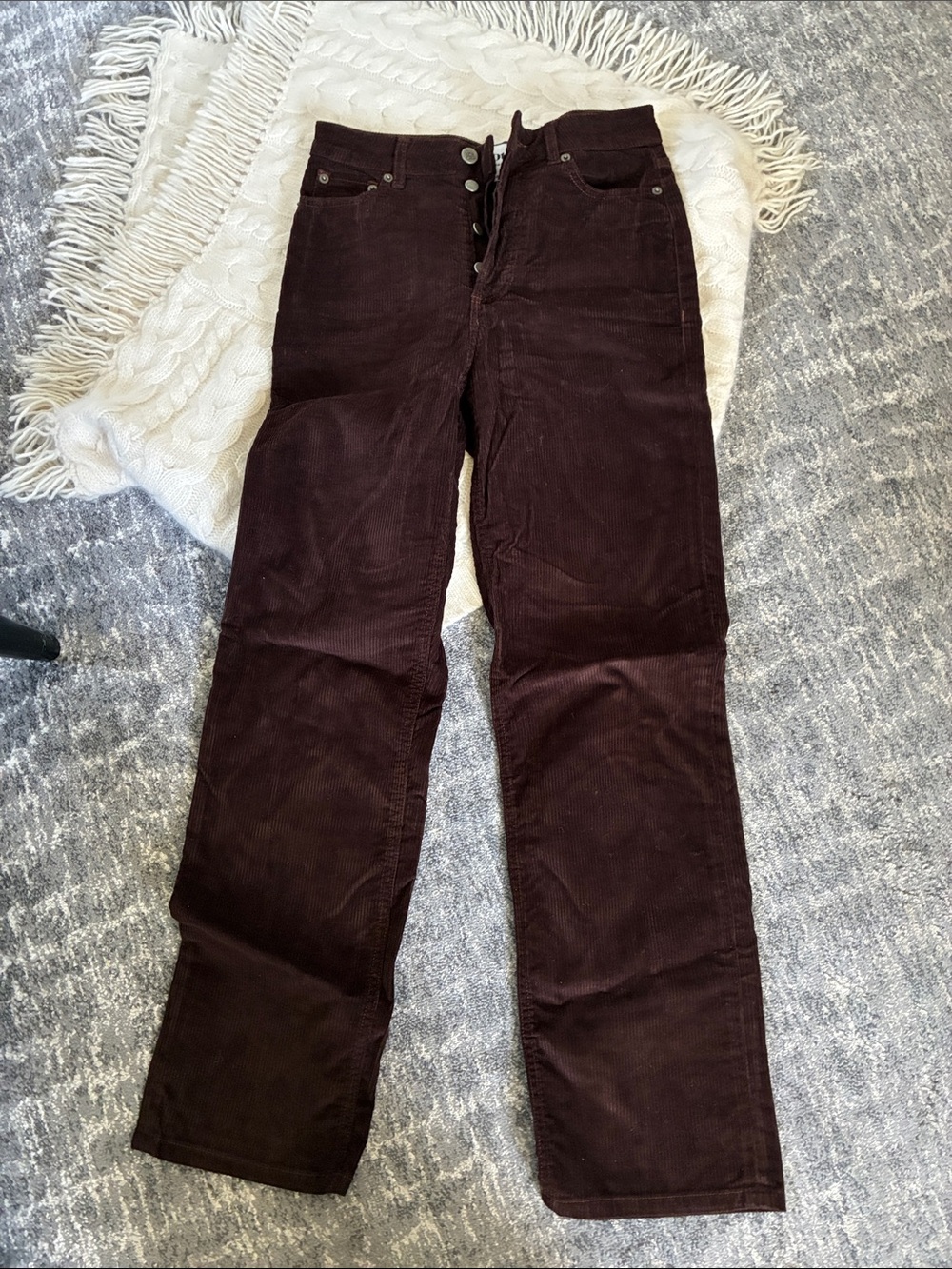 Rouje Straight-Leg Corduroy Pants in Deep Brown